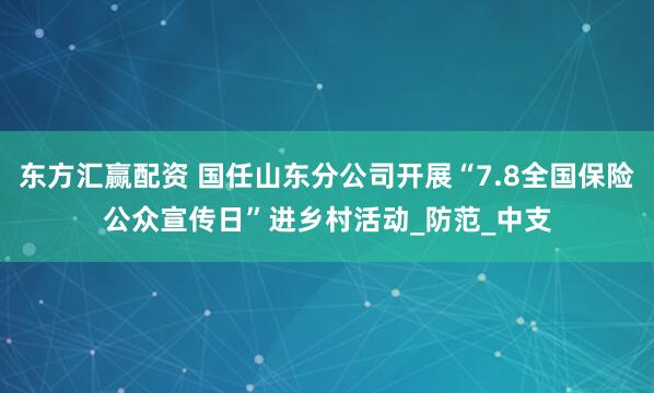 东方汇赢配资 国任山东分公司开展“7.8全国保险公众宣传日”进乡村活动_防范_中支