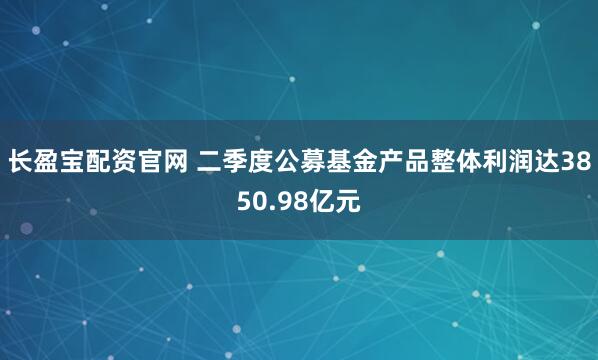 长盈宝配资官网 二季度公募基金产品整体利润达3850.98亿元